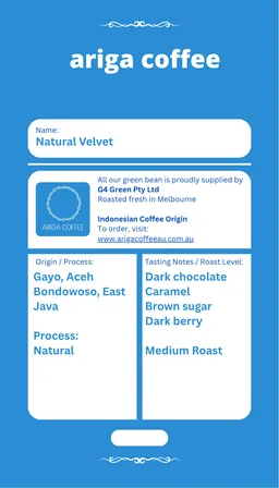 Velvet Espresso Blend coffee beans from Ariga Coffee