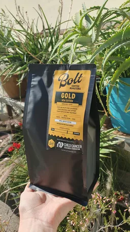 Gold coffee beans from Bolt Coffee Roasters