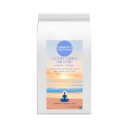 Good Vibes Organic coffee beans from Community Coffee Roasters