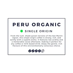 Peru Organic coffee beans from Cruze Coffee