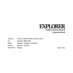 Explorer House Blend coffee beans from Leible Coffee
