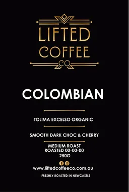 Tolima Organic Excelso coffee beans from Lifted Coffee Co.