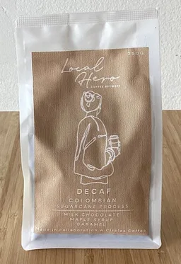 Decaf Colombian coffee beans from Local Hero Coffee Brewers