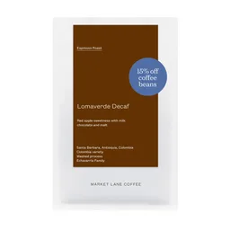 Lomaverde Decaf coffee beans from Market Lane Coffee