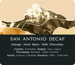 San Antonio Decaf coffee beans from Monastery Coffee