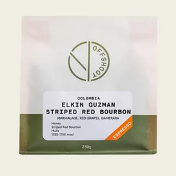 Elkin Guzman Striped Red Bourbon coffee beans from Offshoot Coffee