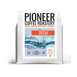 Decaf coffee beans from Pioneer Coffee Roastery
