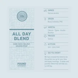 All Day Blend coffee beans from Pound Coffee Roastery
