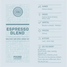 Espresso Blend coffee beans from Pound Coffee Roastery