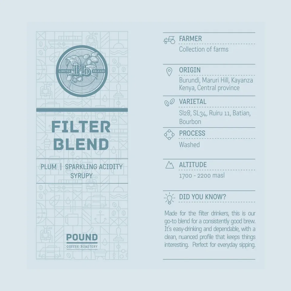 Filter Blend coffee beans from Pound Coffee Roastery