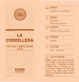 La Cordillera coffee beans from Pound Coffee Roastery