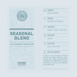 Seasonal Blend coffee beans from Pound Coffee Roastery