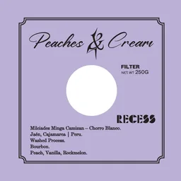 Peaches & Cream coffee beans from Recess Coffee