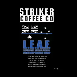 L.E.A.F coffee beans from Striker Coffee Co.
